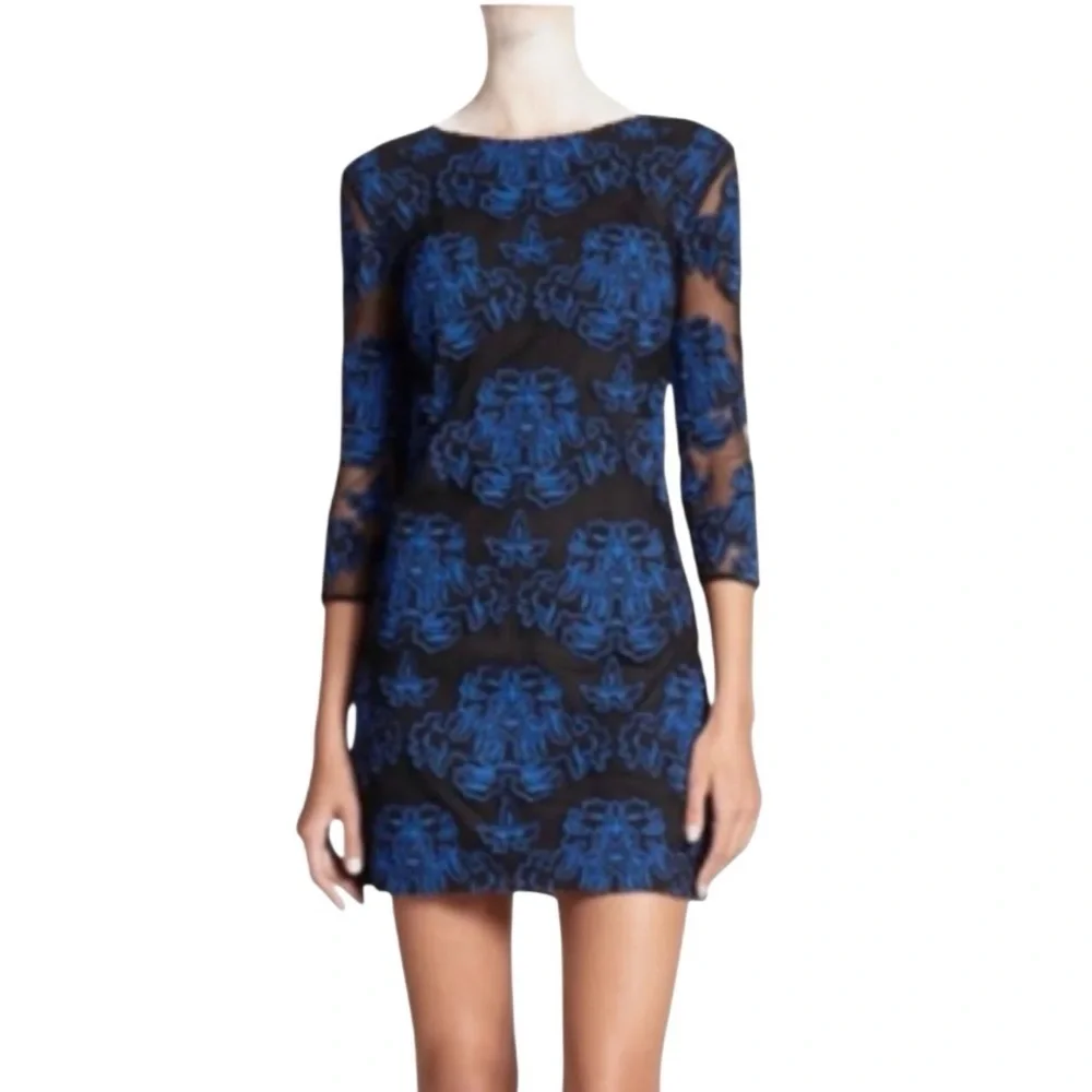 Sachin & Babi Women's Blue Sentieri Embroidered Mini Dress Size 6 NWT Zipper